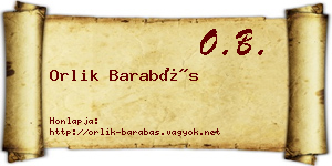 Orlik Barabás névjegykártya